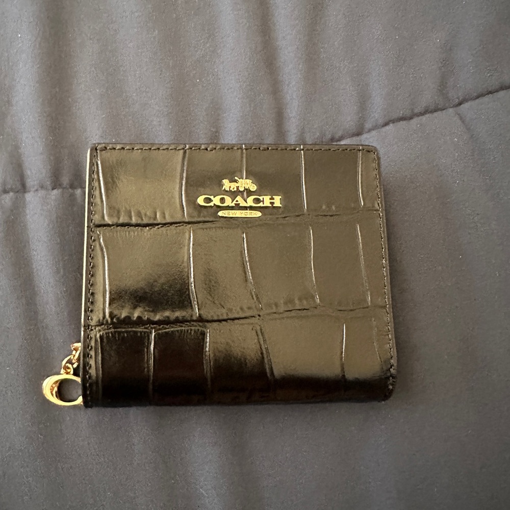 Coach Black Croc-Embossed Wallet